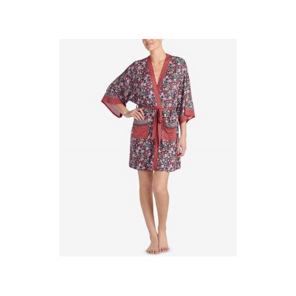 Layla Womens Sleepwear Mixed Print Short Wrap Robe,Small